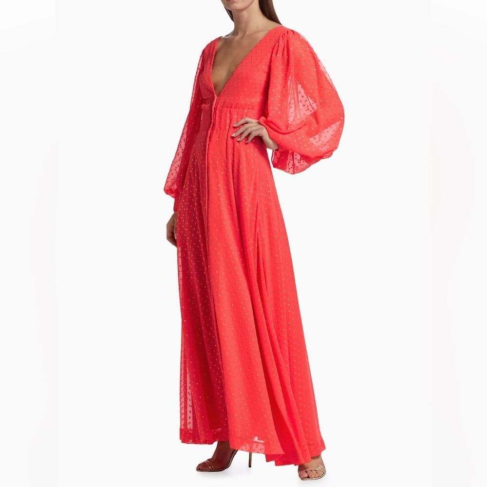 NWT Kimberly Goldson | Coral Gold Lesli Jacquard‎ Maxi Dress S